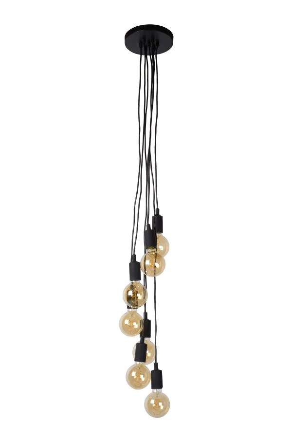 Lucide FIX - Pendant light - 7xE27 - Black - off